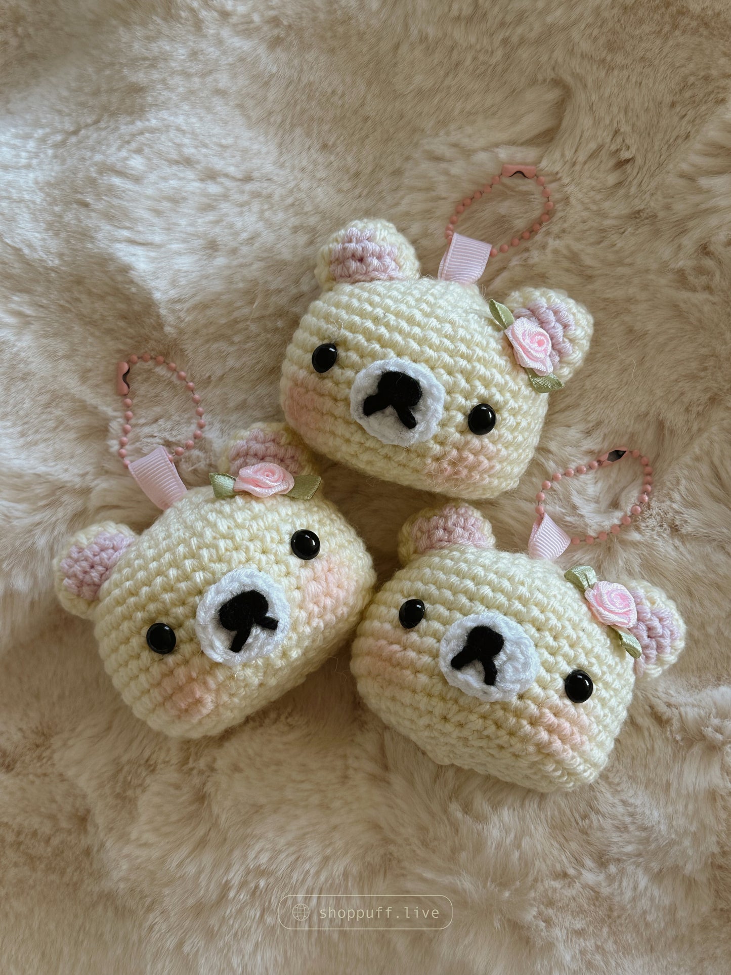 READY TO SHIP ✧ Crochet Lazy Bear Bag Charms