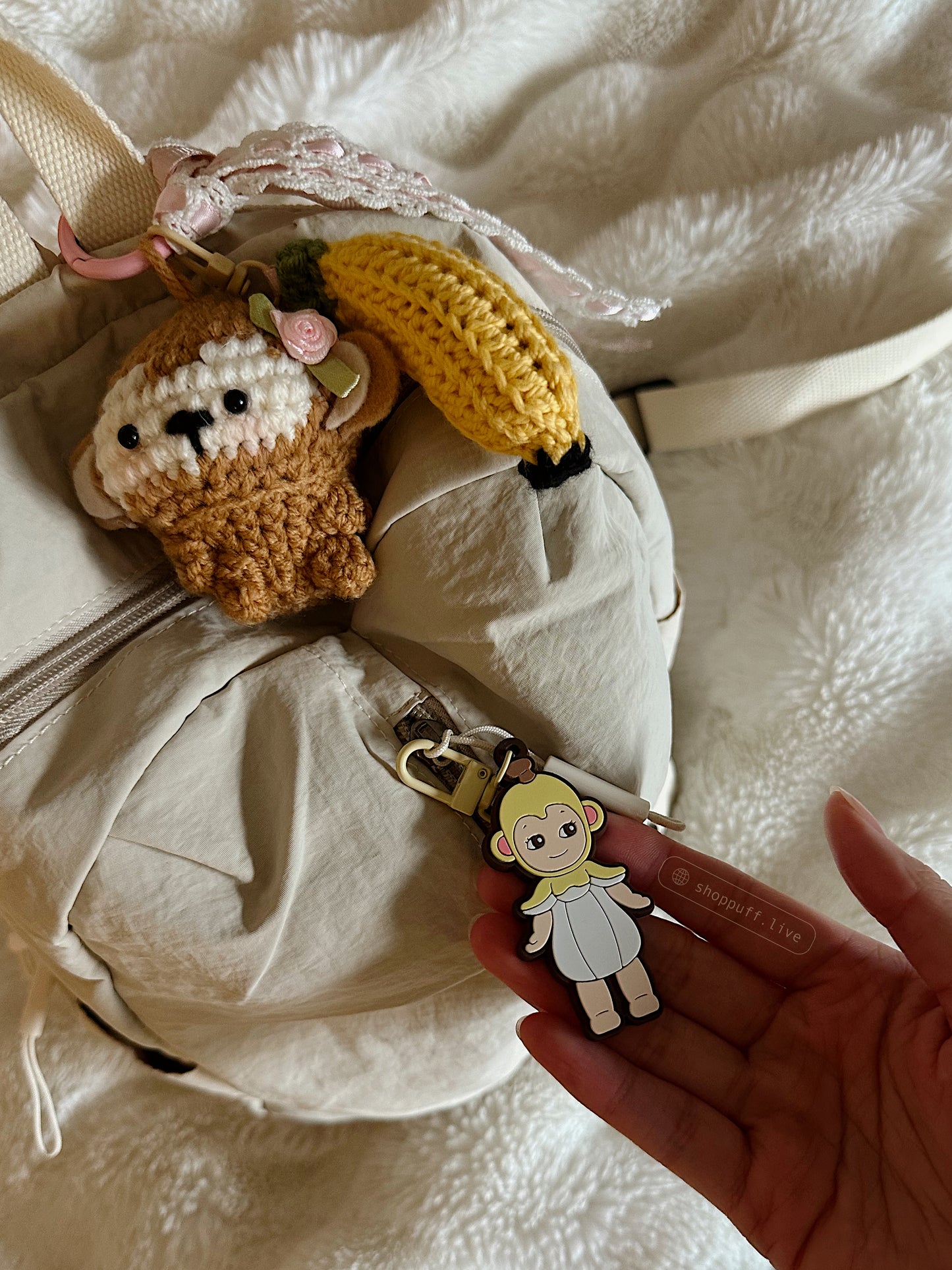 Baby Cherub Rubber Keychain ✧ Banana Monkey