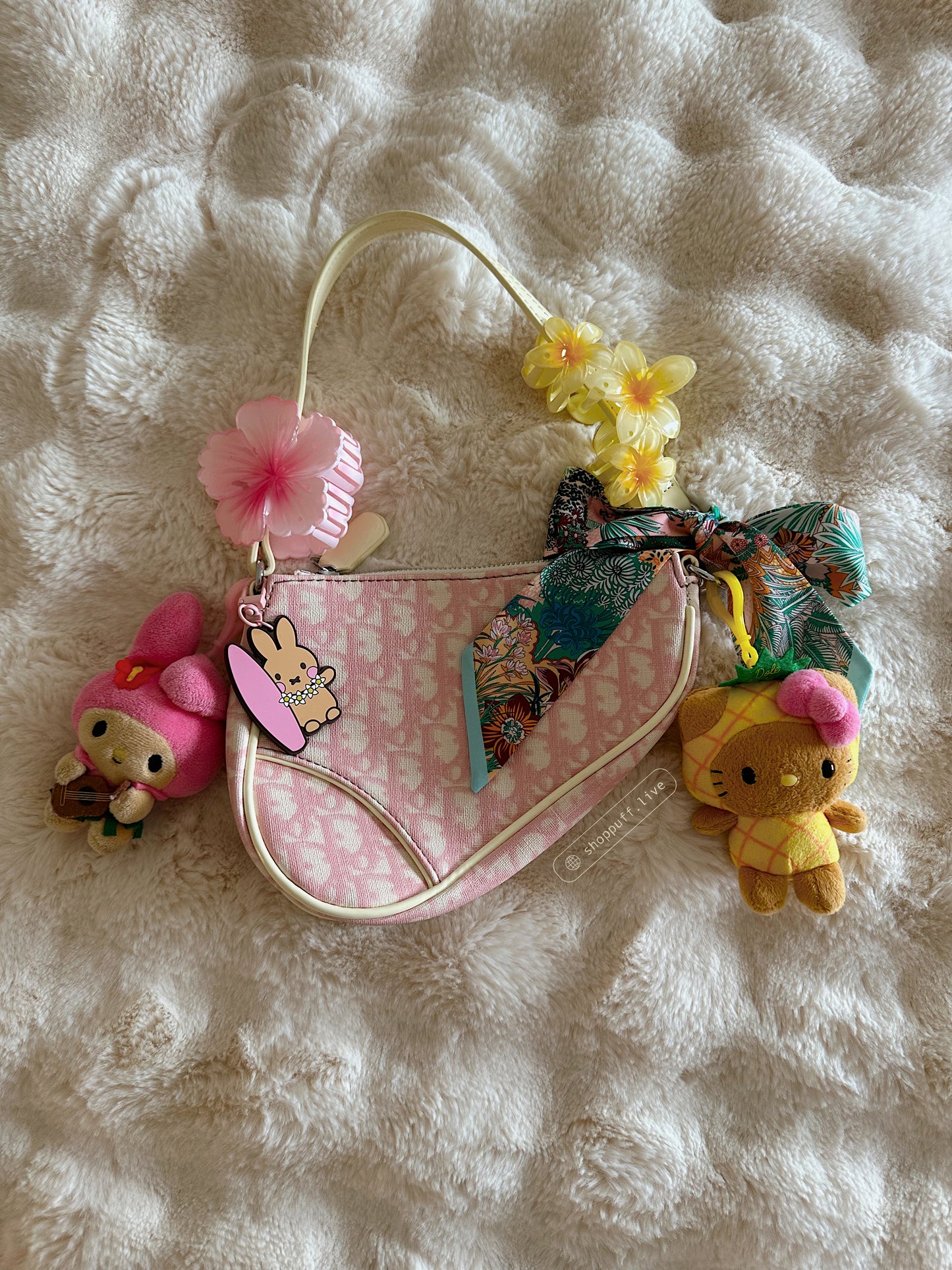 Tan Surfing Bunny Keychain