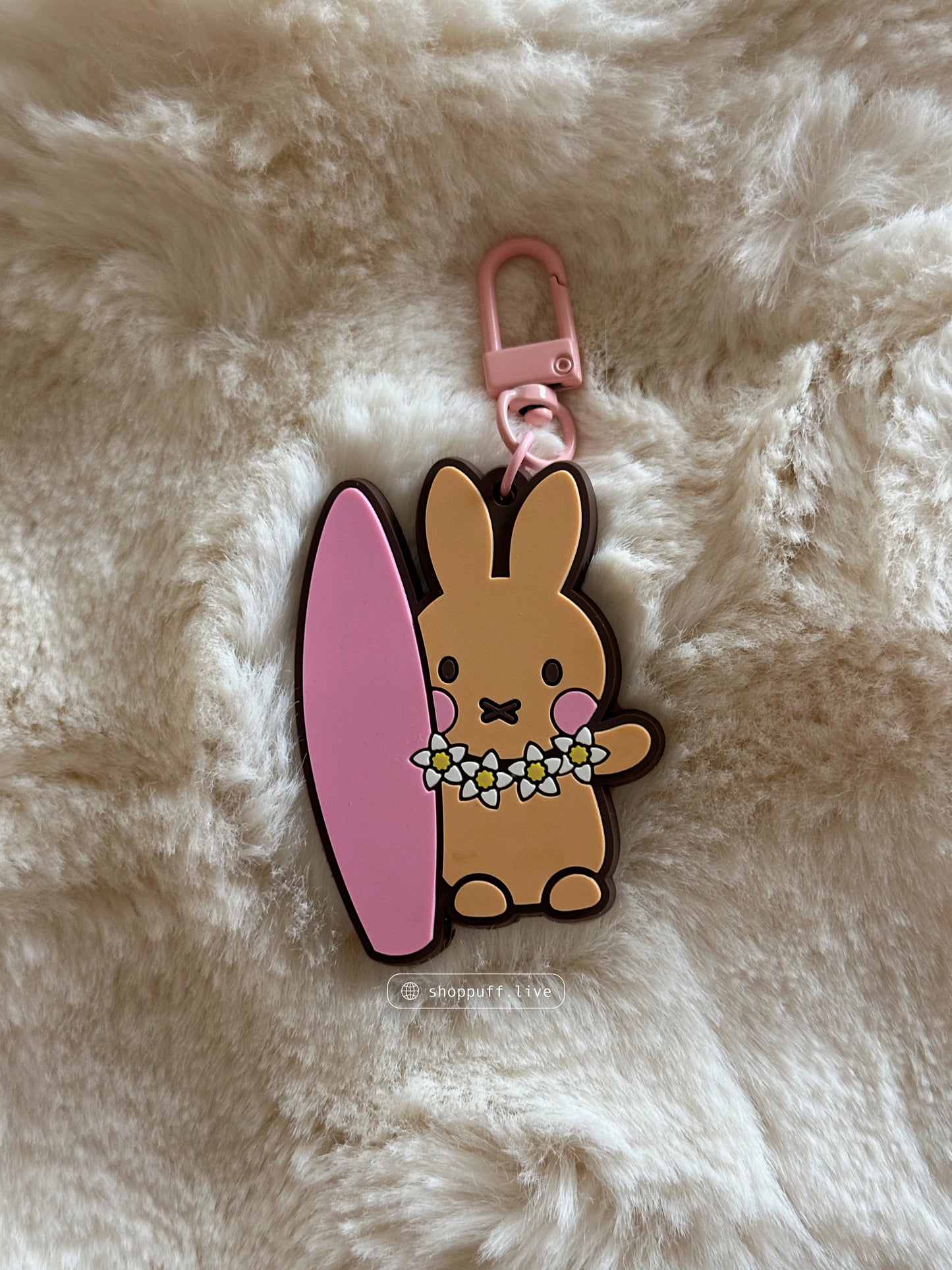 Tan Surfing Bunny Keychain