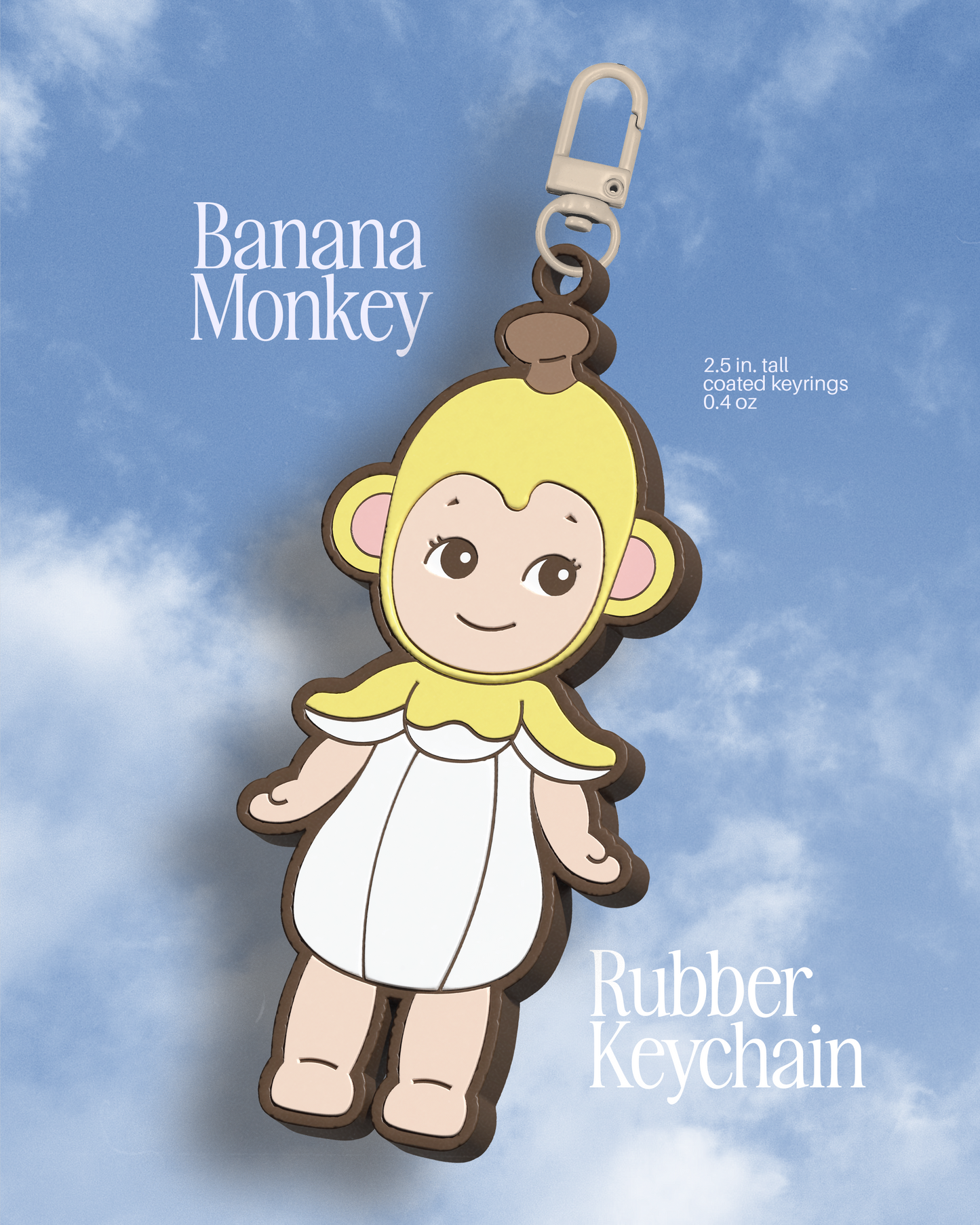 Baby Cherub Rubber Keychain ✧ Banana Monkey