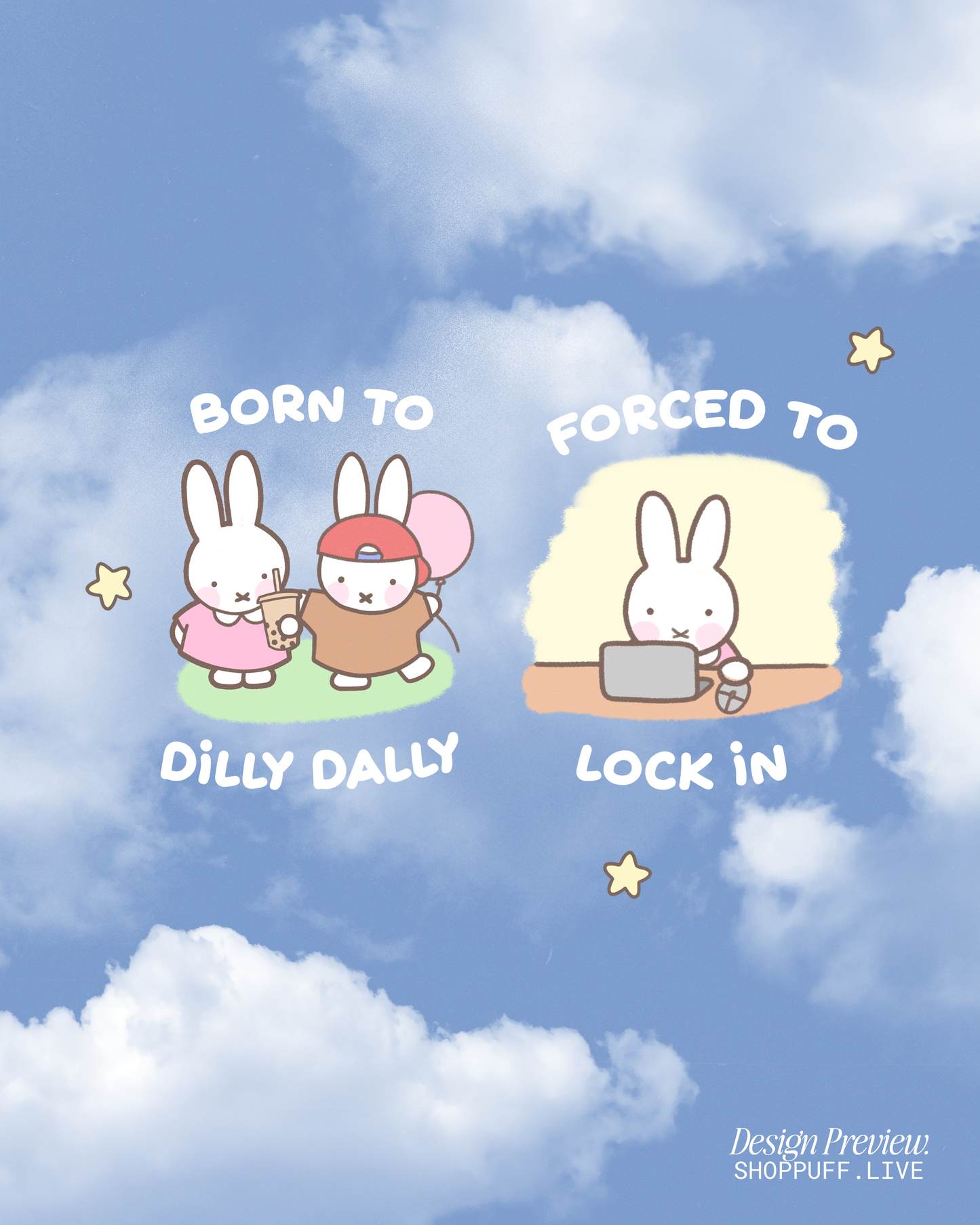 'Born to Dilly Dally' Bunny Sweatshirt ✧ 6 Colors