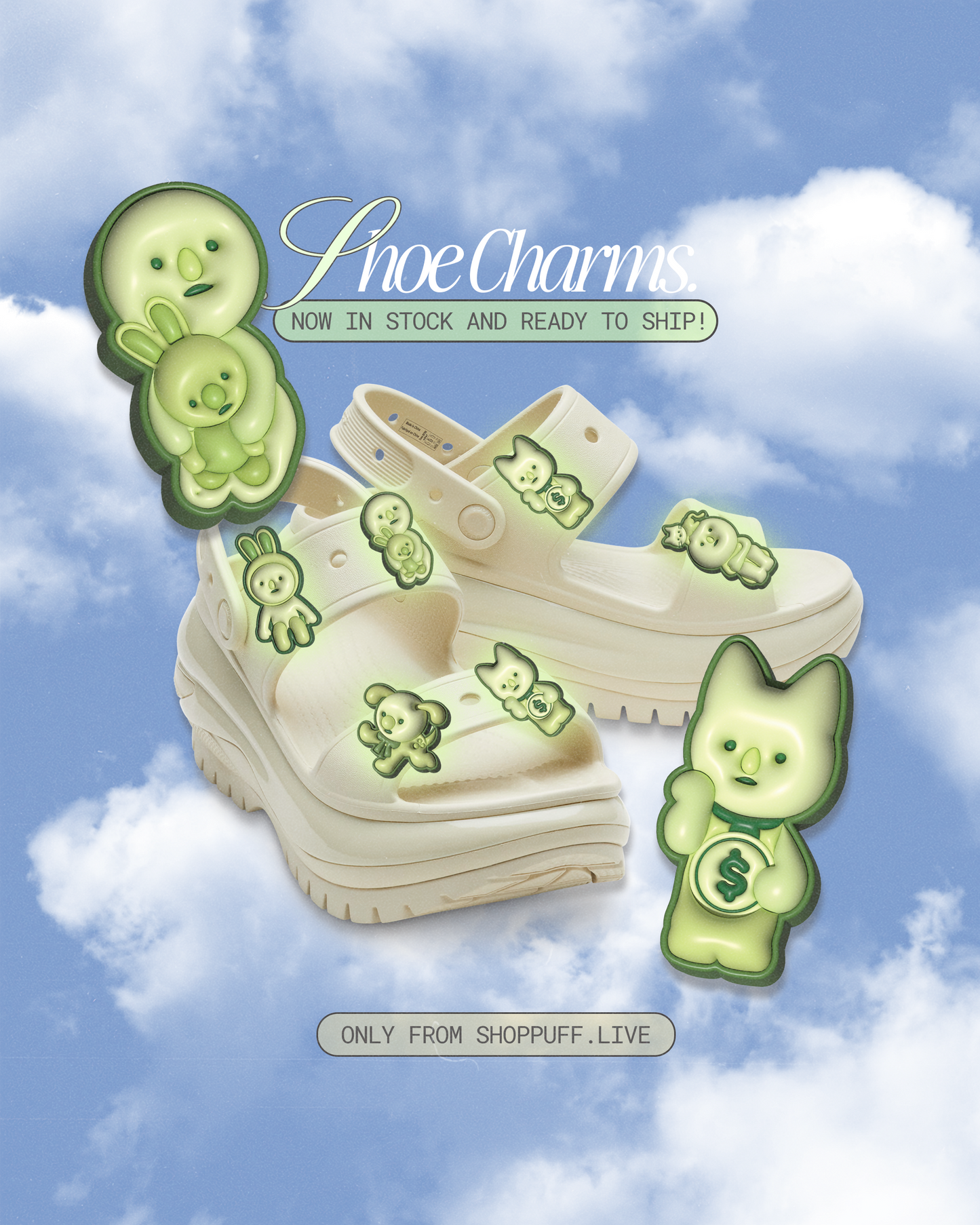 Glow-In-The-Dark Schmeeski Shoe Charms ✧ Set of Five