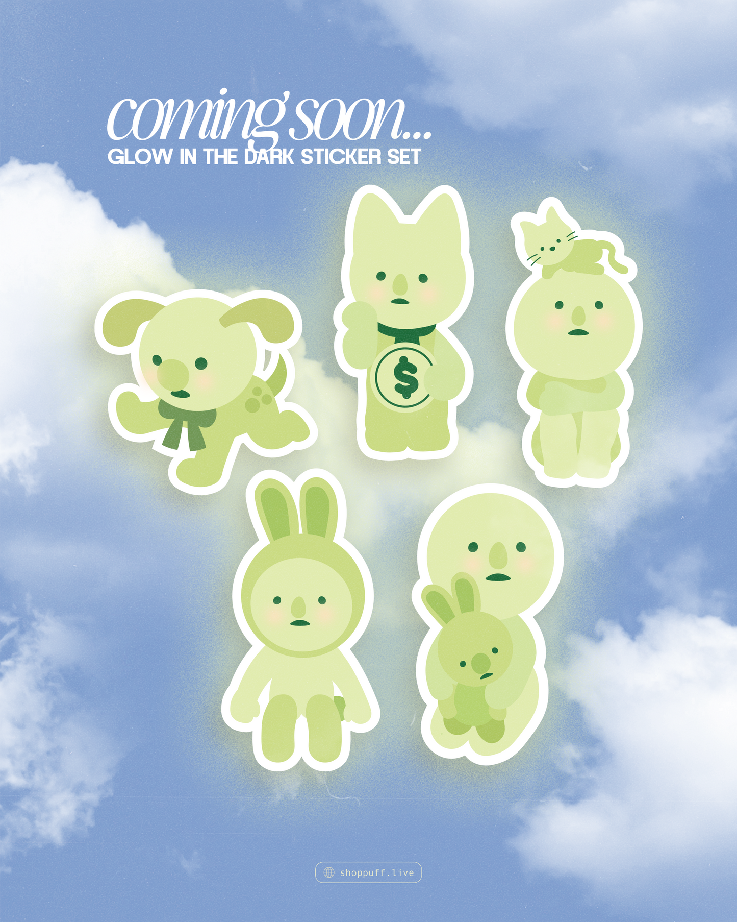 Glow-In-The-Dark Schmeeski Shoe Charms ✧ Set of Five
