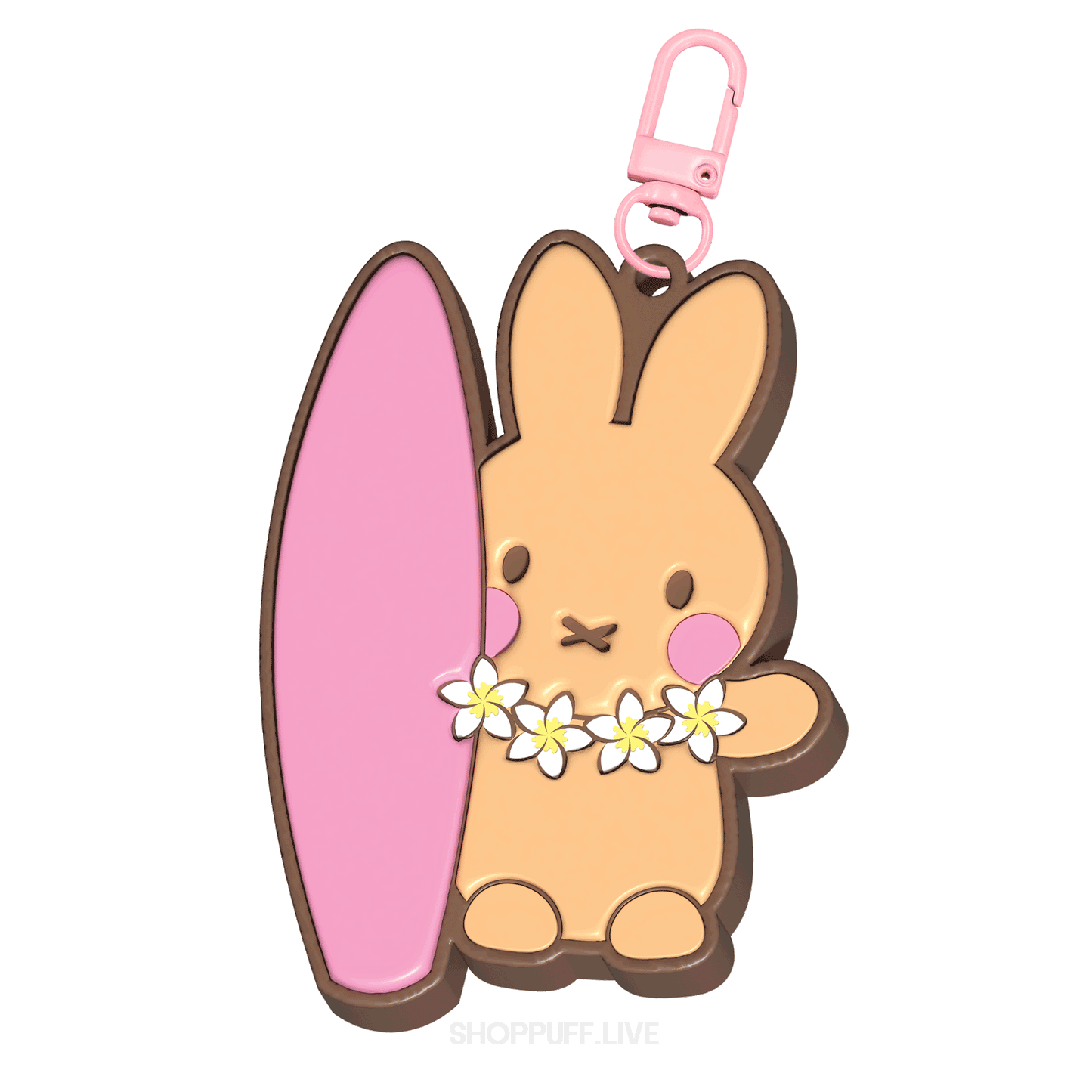 Tan Surfing Bunny Keychain