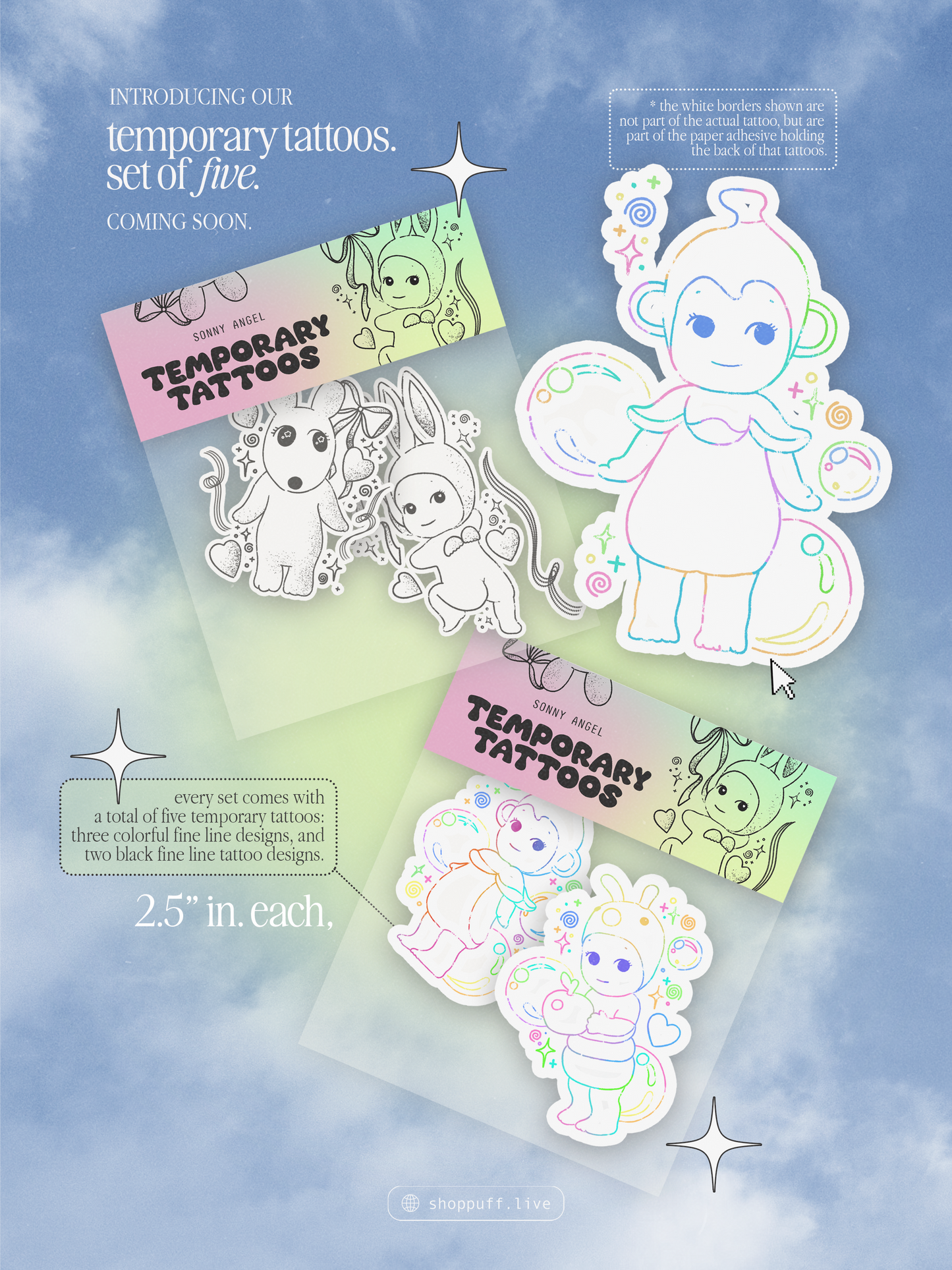 (NOW IN STOCK!!) Baby Cherub Temporary Tattoos ✧ Set of Five