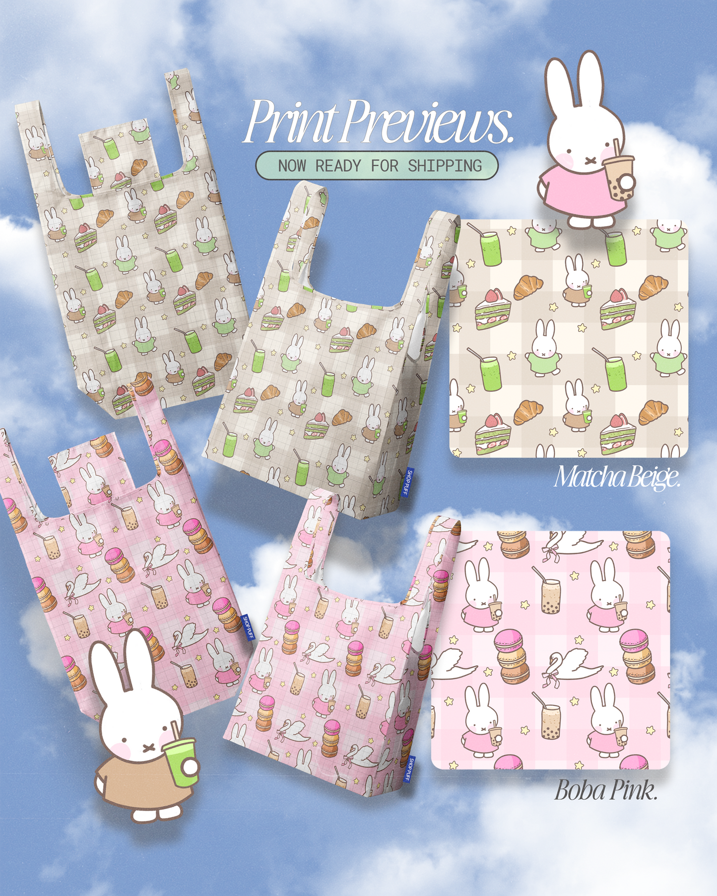 Bunny Reusable Nylon Tote ✧ 2 Colors