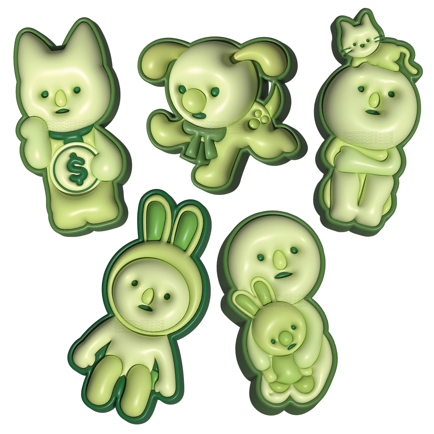 Glow-In-The-Dark Schmeeski Shoe Charms ✧ Set of Five