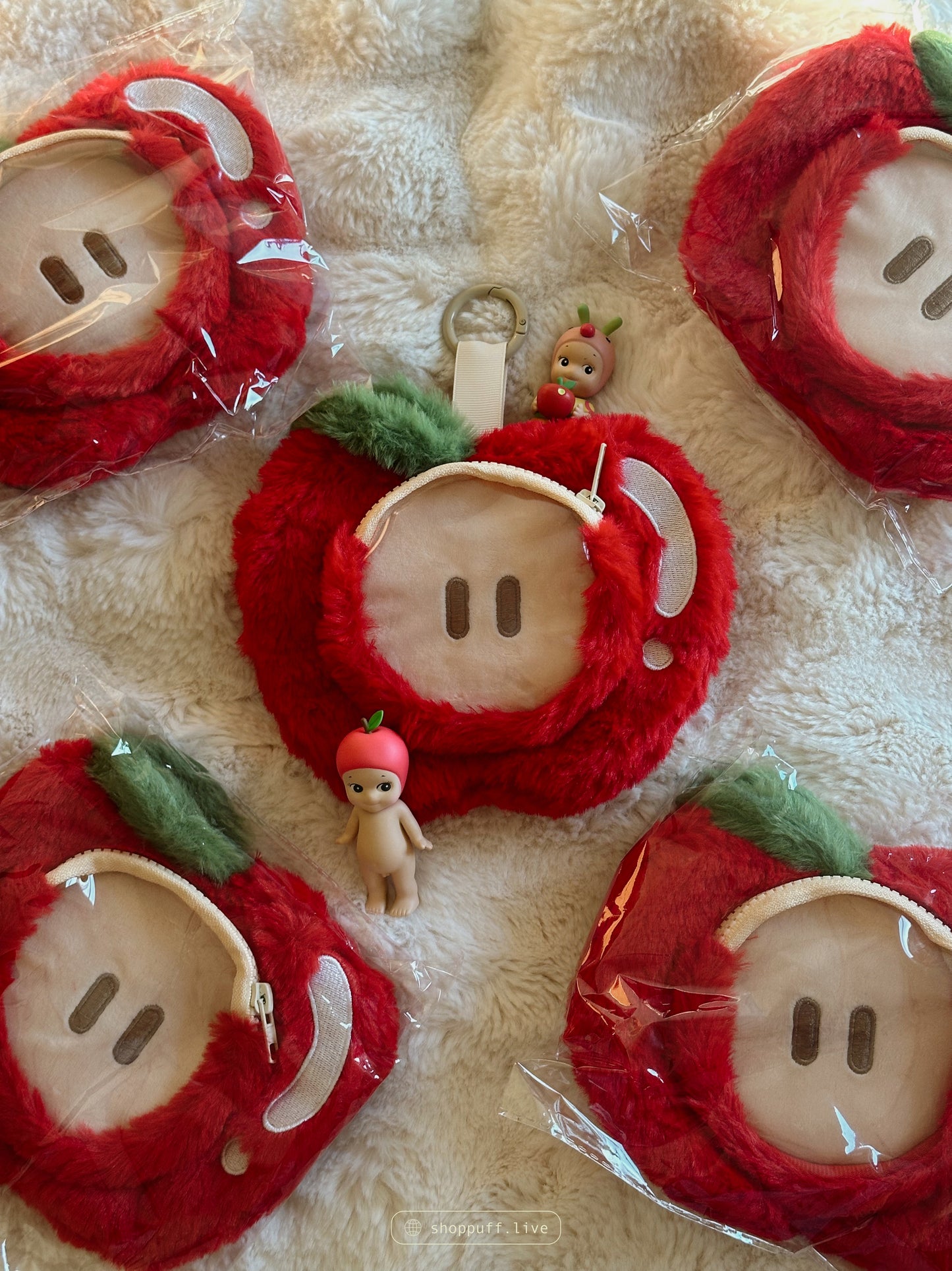 Red Apple Trinket Keychain Pouch