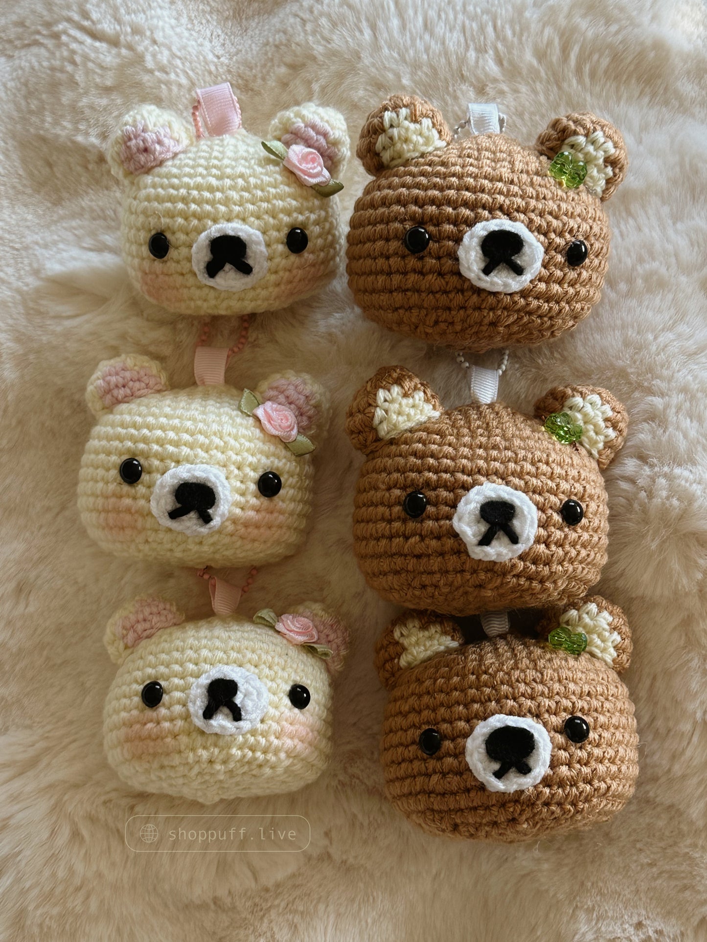 READY TO SHIP ✧ Crochet Lazy Bear Bag Charms