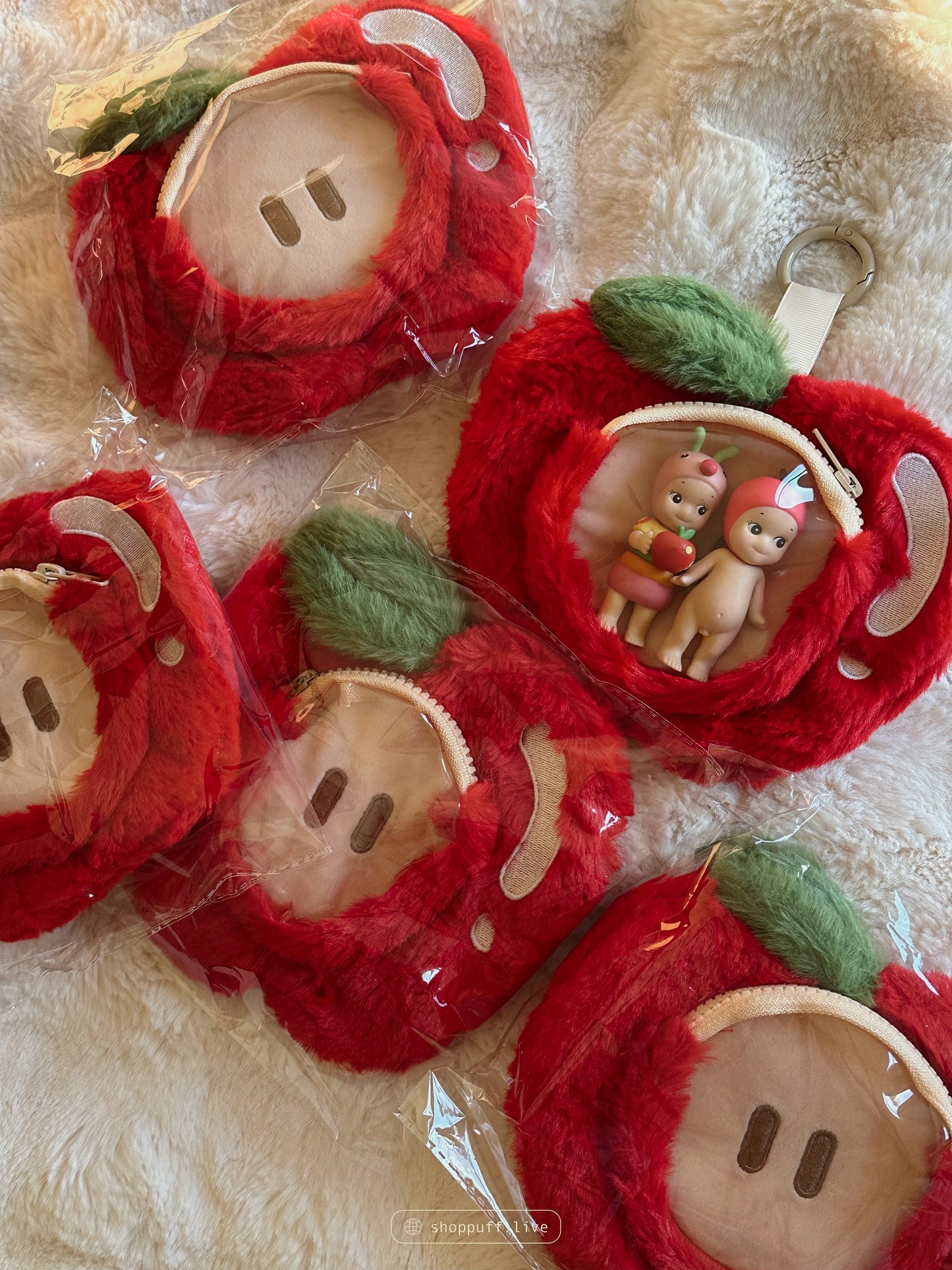 Red Apple Trinket Keychain Pouch