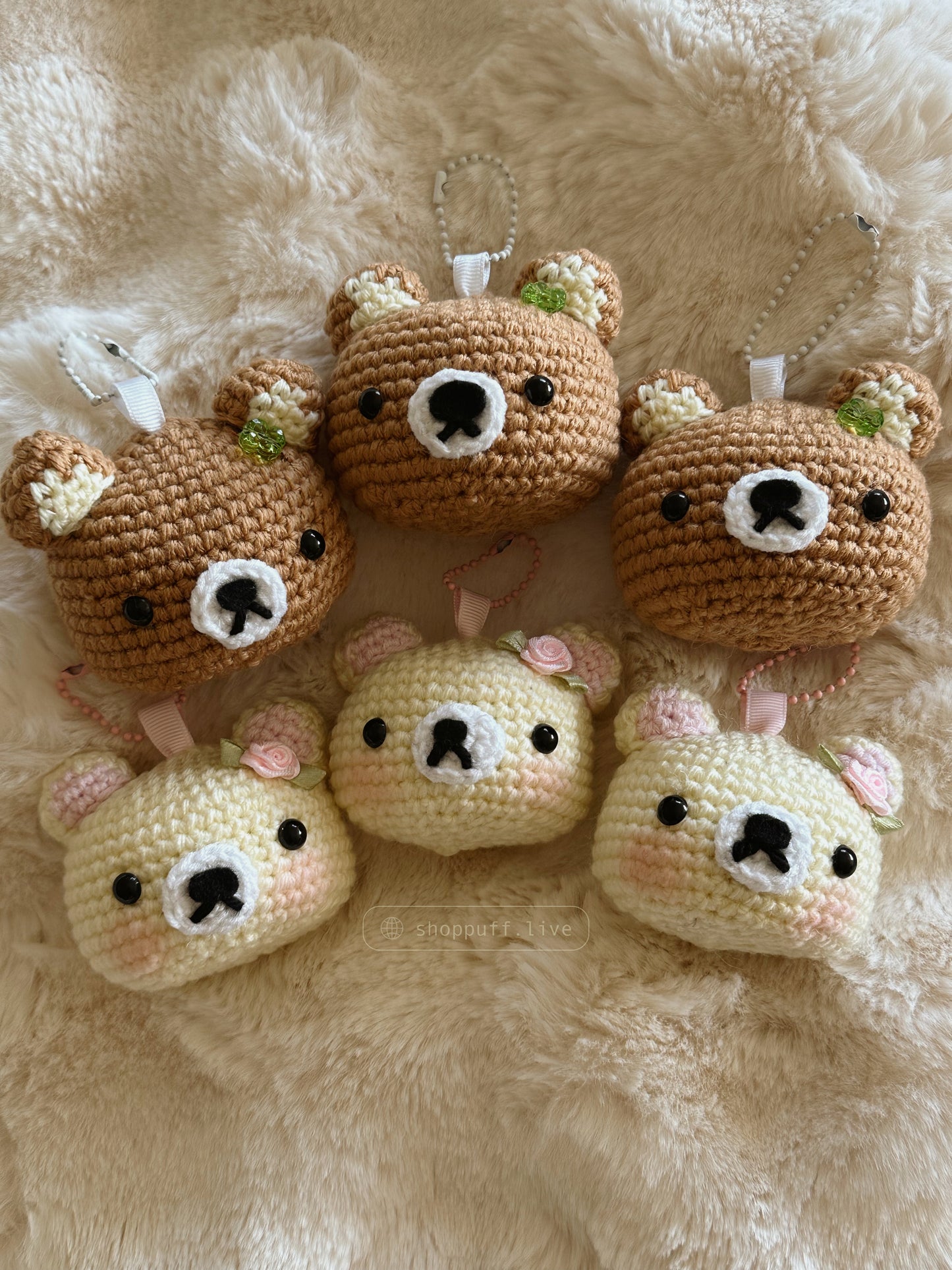 READY TO SHIP ✧ Crochet Lazy Bear Bag Charms