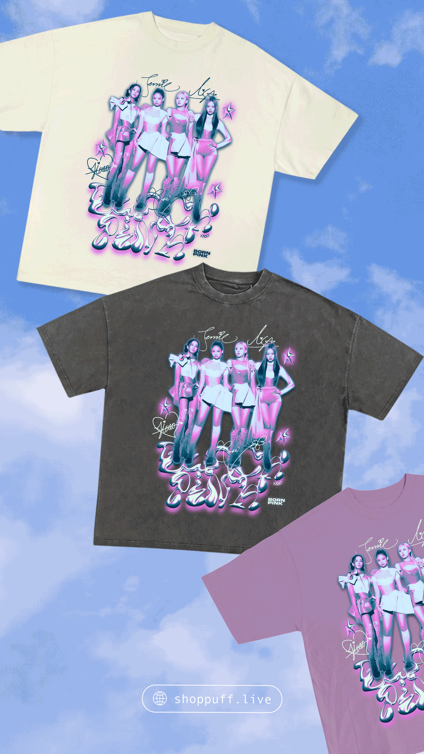 BP 'Born Pink' Tee ✧ Ivory – Shop Puff BP 'Born Pink' Tee ✧ Ivory – Shop Puff