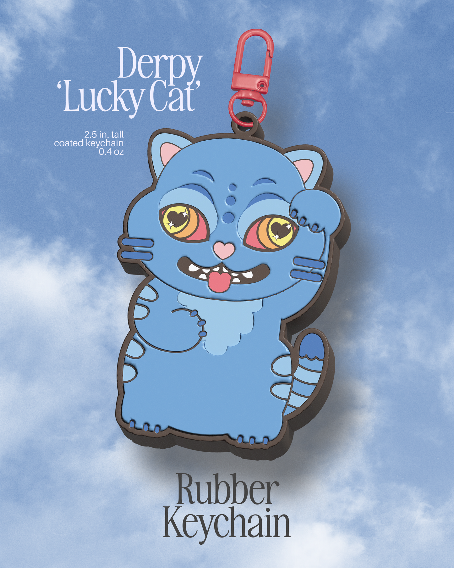 Derp 'Lucky Cat' Rubber Keychain