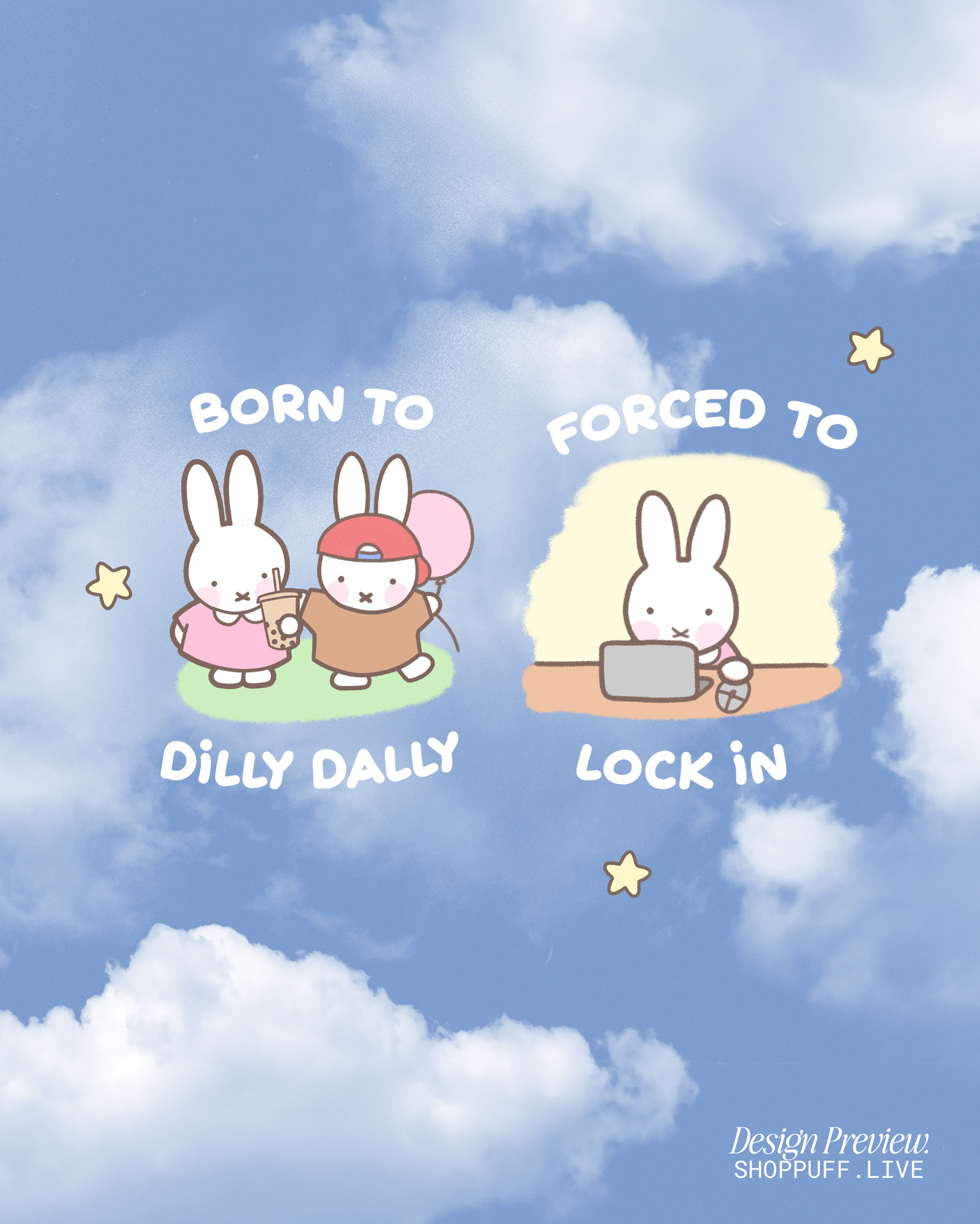 'Born to Dilly Dally' Bunny Sweatshirt  ✧ 6 Colors