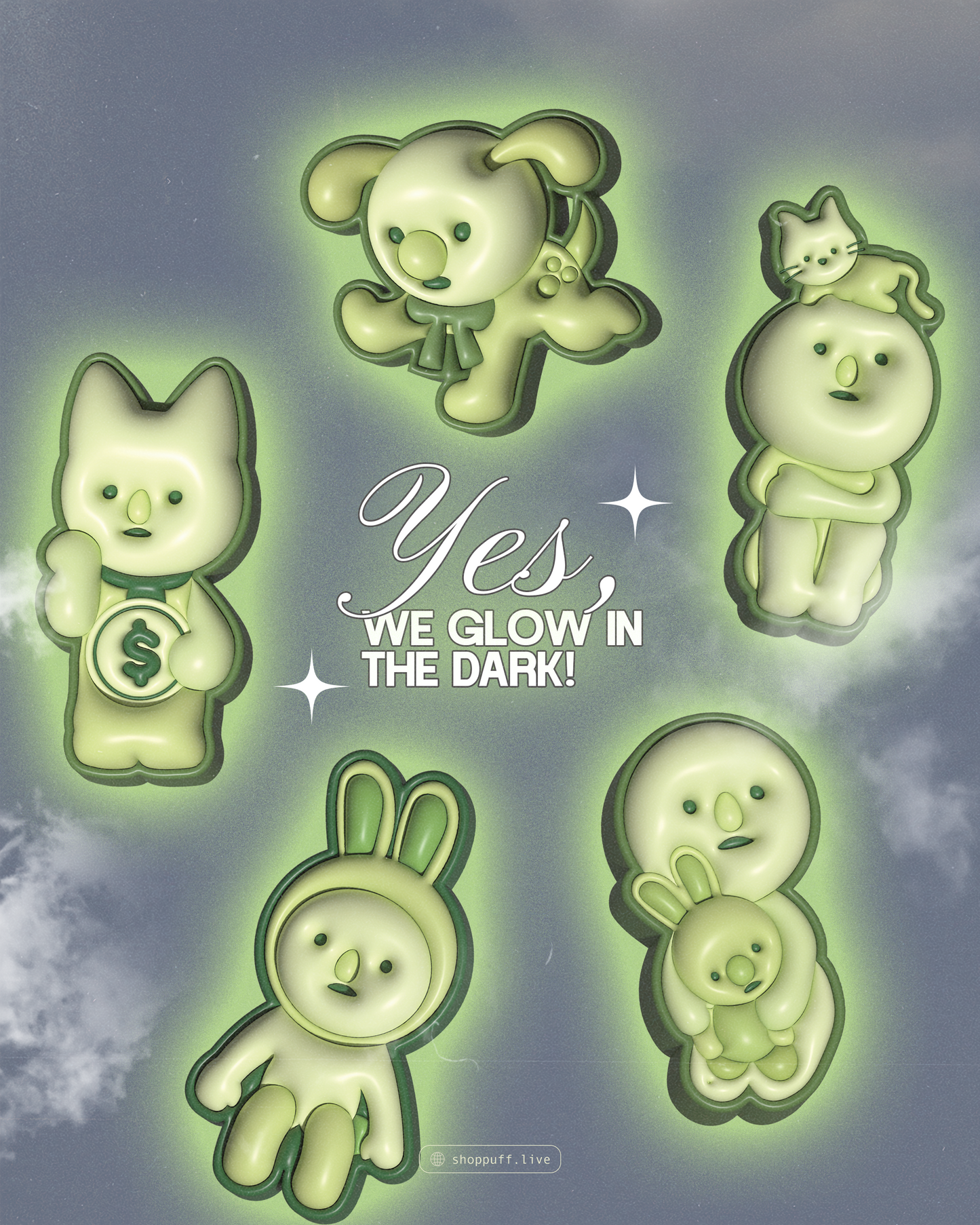 (Pre-Order!) Glow-In-The-Dark Schmeeski Shoe Charms ✧ Set of Five