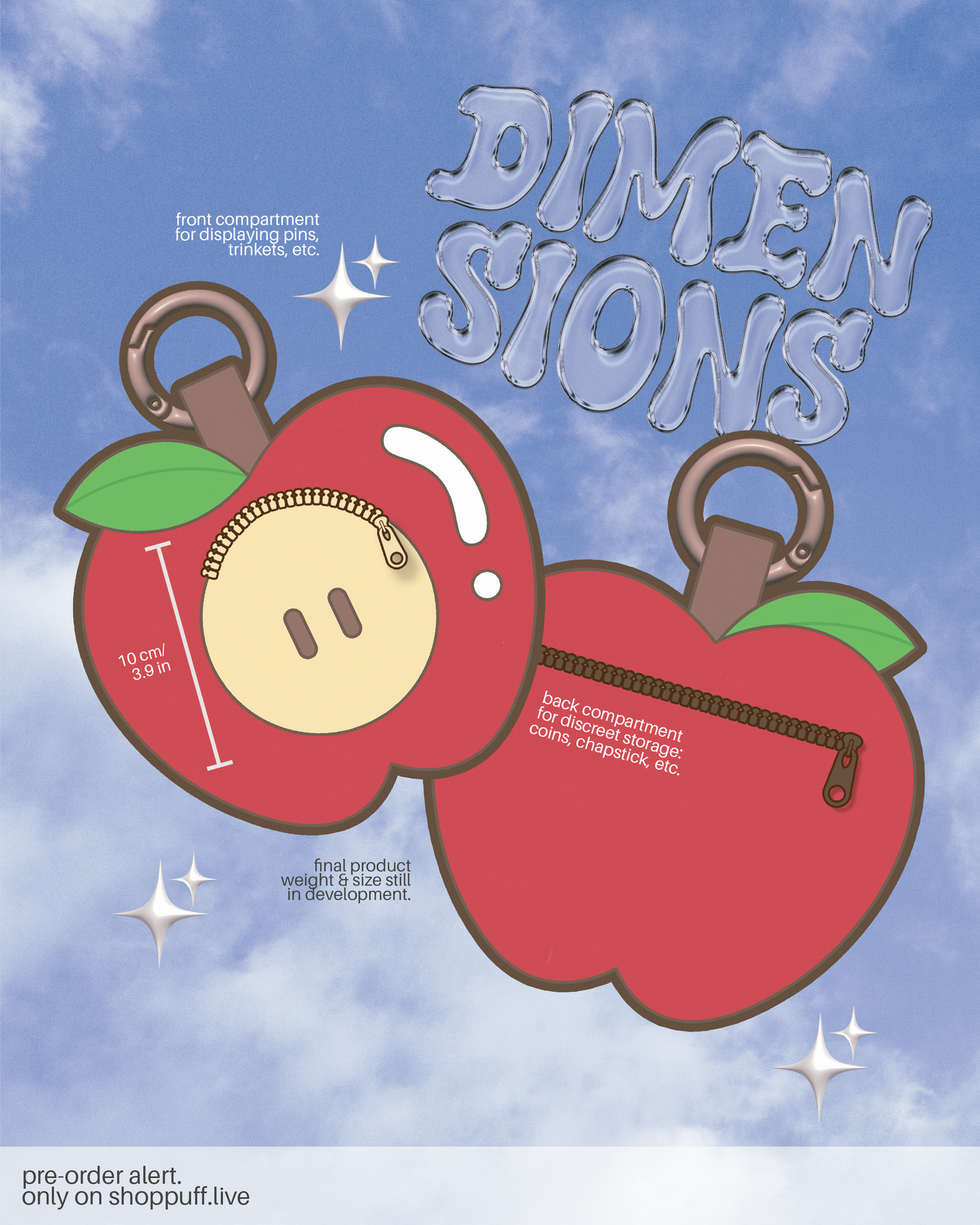 PRE-ORDER ✧ Red Apple Trinket Keychain Pouch
