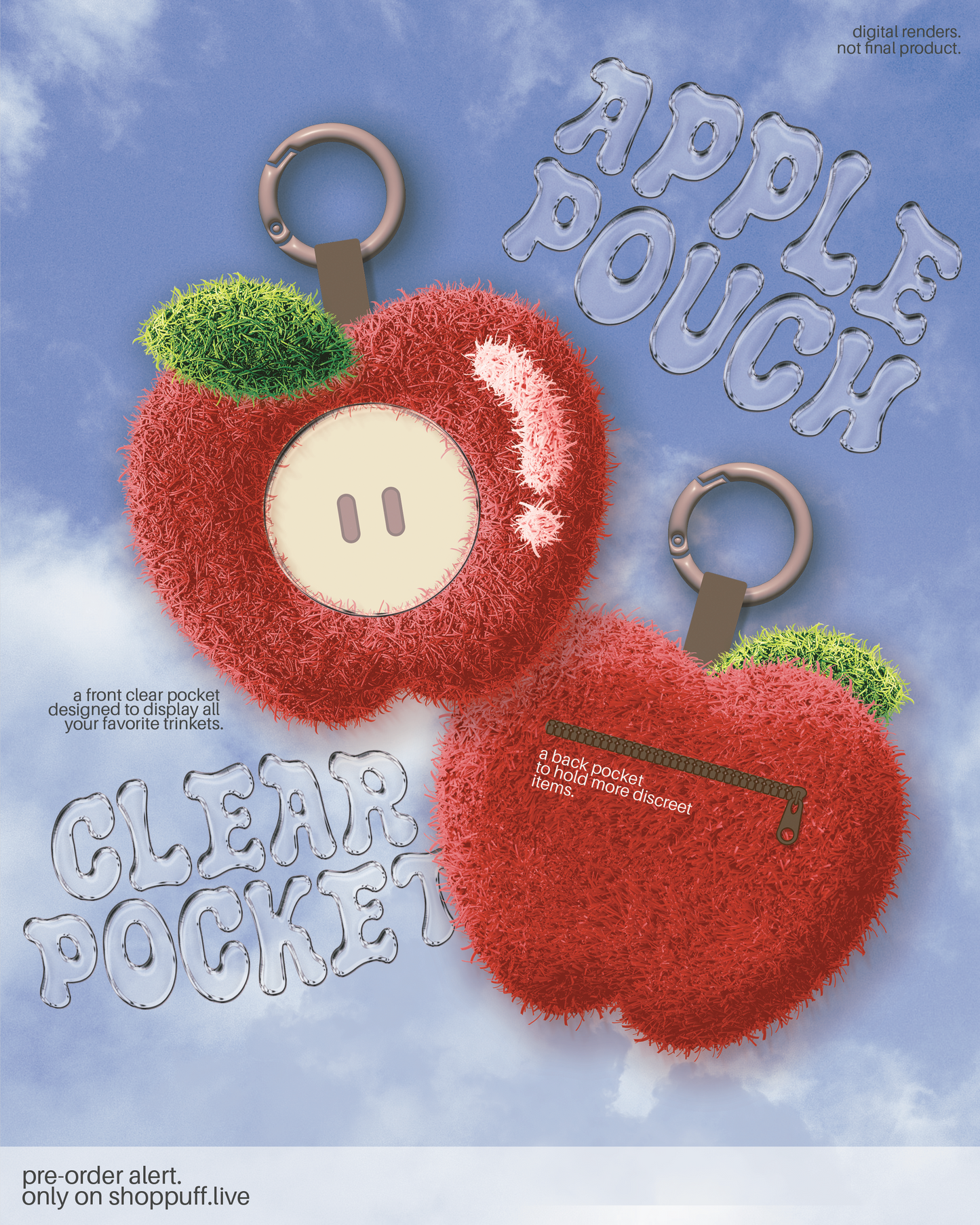 PRE-ORDER ✧ Red Apple Trinket Keychain Pouch