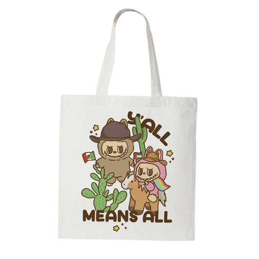 Y'All Means All Tote Bag ✧ White Cotton Canvas